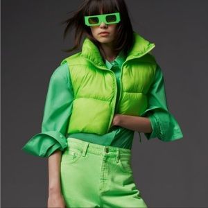 Zara Neon Green Puffer Vest